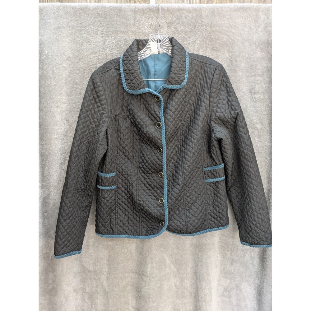 Quilted Jacket Women's Medium Contrasting Corduroy Trim Barn Coat‎ Preppy Casual